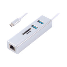   USB-C Maxxter NECH-2P-SD-01, 2 Ports USB 3.0 + microSD/TF card reader, 1000 Mbps, , 