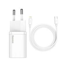   TypeC 220 Baseus TZCCSUP-B02 +  Type-C/Lightning 1, Super Si Quick Charger 1C 20W White