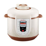 Мультиварка-скороварка MOULINEX CE501134, 1000Вт, 5 л, скороварка, дисплей, керамічна чаша, 21 програма, жарка, йогурт, випічка, стерилізація, дитяче харчування, функції: відстрочка старту, підтримка температури, мультіповар, білий/коричневий