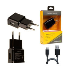   USB 220 Grand-X 5V 1A (CH-765T) Black    + Type-C
