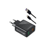 Зарядний пристрій USB 220В Grand-X (CH-850T) 22.5W Super Fast 5-в-1 QC 3.0, AFC, SCP,FCP, VOOC, + кабель Type-C
