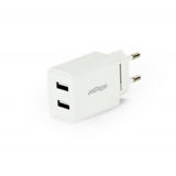 Зарядний пристрій USB 220В EnerGenie EG-U2C2A-03-W, 2 USB, макс. 2.1 А