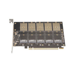  PCI-E - M.2, Frime, x16 to 5xM.2 (B Key), JMB585 (ECF-PCIEtoSSD010)