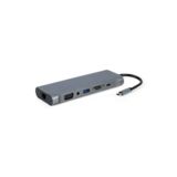 Док-станція Cablexpert A-CM-COMBO8-01 8-в-1 (USB хаб 3.0/HDMI/DisplayPort/VGA/PD/картридер/гігабітна мережа/стерео-аудіо)