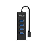 Хаб-ЮСБ Maiwo KH304C USB Type-C to 4х USB3.0-порта,кабель 15 см,пластик,без БП чорний