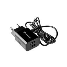   USB 220 Grand-X 5V 2,1A (CH-35) 2USB + micro USB Black    