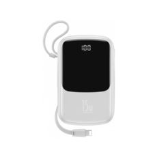   (Power Bank) Baseus 10000mAh 15W PPQD-B02 (  Lightning) Cable Q Pow Display White