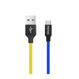 Кабель USB 2.0 Micro - 1.0 м ColorWay (national) 2.4 А, колір жовто/блакитний (CW-CBUM052-BLY)