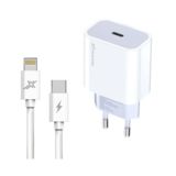 Зарядний пристрій TypeC 220В Grand-X (CH-770L) TypeC 20W PD3.0 + кабель Lightning 1m