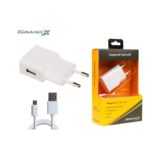 Зарядний пристрій USB 220В Grand-X 5V 1A (CH-765UMW) White с защитой от перегрузки + cable Micro