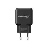Зарядний пристрій USB 220В Grand-X 5V 2,1A (CH-03) ЧОРНИЙ, із захистом від перевантаження