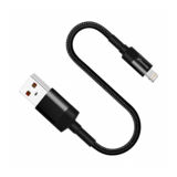 Кабель USB 2.0 Lightning - 0.20 м Grand-X FM-20L, для Power Bank, Black, захист ткан.обплетен BOX