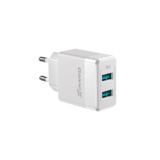 Зарядний пристрій USB 220В Grand-X 5V 2,4A (CH-50W) 2USB White із захистом від перевантаження