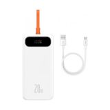 Зовнішній акумулятор (Power Bank) Baseus 20000mAh 20W IP PPLK000002 (з кабелем Lightning) Block Digital Display White