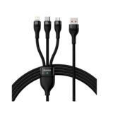 Кабель 3в1 USB 2.0 - 1.2 м Baseus CASS030001 Flash Series ? 100W (Lightning+MicroUSB+Type-C) Black