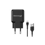 Зарядний пристрій USB 220В Grand-X 5V 2,1A (CH-03T) Black захистом від перевантаження + cable USB -> Type C