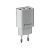 Зарядний пристрій USB 220В Defender 5V 3,1A (UPA-31) 3*USB, білий (83587)