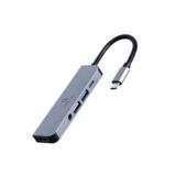 Хаб-юсб Type-C Cablexpert A-CM-COMBO5-02, USB-C 5-в-1 (хаб/HDMI/PD/Аудио 3,5), сірий