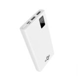Зовнішній акумулятор (Power Bank) KLGO KP-60 10000 mAh, LCD-дисплей, 2USB, Type-C, Micro-USB, White