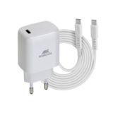Зарядний пристрій USB 220В RIVACASE PS4191 WD4 (White), ), PD 20 Вт, кабель Type-C, білий