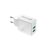 Зарядний пристрій USB 220В Grand-X 5V 3,1A (CH-60W) 2USB, White із захистом від перевантаження