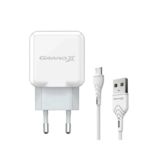 Зарядний пристрій USB 220В Grand-X 5V 2,1A (CH-03UMW) БІЛИЙ, с защитой от перегрузки+cable Micro USB