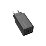 Зарядний пристрій USB 220В Colorway GaN3 Pro Power Delivery (USB-A + 2 USB TYPE-C) (65W) чорний (CW-CHS039PD-BK)