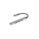 Хаб-юсб Type-C Gembird UHB-CM-U3P1U2P3-02 на 4 порти (1xUSB3.1 + 3xUSB2.0), метал, срiбний
