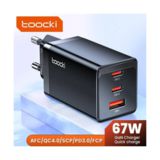 Зарядний пристрій TypeC 220В GAN Toocki (2*Type-C + 1*USB) 67W, PD3.0 QC4.0 швидка зарядка