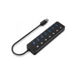Хаб-юсб 3.1 Gembird UHB-U3P7P-01 на 7 портiв USB 3.0, з вимикачами, пластик\метал, чорний