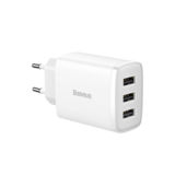 Зарядний пристрій USB 220В Baseus CCXJ020102 Compact Charger 3U 17W EU White