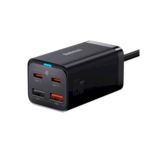 Зарядний пристрій USB+TypeC 220В Baseus CCGP040101 GaN3 Pro Desktop Fast Charger 2*USB+2*TypeC 65W (Cable Type-C to Type-C 100W(20V/5A) 1m) Black