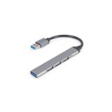Хаб-юсб 3.0 Gembird UHB-U3P1U2P3-02, 4 порти, 1 х USB 3.1 Gen1 (5 Gbps), 3 х USB 2.0, метал, сірий