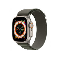 Apple Watch Ultra GPS + Cellular 49mm Titanium Case with Green Alpine Loop - Small MNHC3