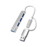 Хаб-юсб 3.0 Dynamode USB Type-C/Type-A для 1х USB3.0, 3x USB 2.0, метал, сріблястий (DM-UH-311AC)