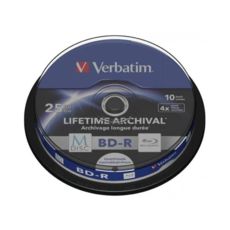  Verbatim M-Disc  BD-R 25GB 4X INKJET PRINTABLE  (-10) 43825