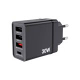 Зарядний пристрій USB 220В Verbatim USB 30 Вт PD 3.0 і QC 3.0 із фіксованою вилкою ЄC (чорний) 49700
