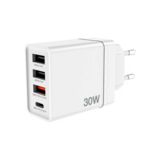 Зарядний пристрій USB 220В Verbatim USB 30 Вт PD 3.0 і QC 3.0 із фіксованою вилкою ЄС (білий) 49701