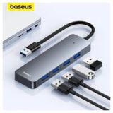 Хаб-юсб 3.0 Baseus BS-OH080, 4-х портовий (USB3.0 to USB3.0*4) Silver