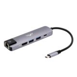 Хаб-юсб Type-C Frime 5-в-1 2*USB3.0, PD, HDMI, RJ45 Space Grey (FH-5in1.311HL)