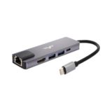 Хаб-юсб Type-C Frime 5-в-1 USB3.0, USB2.0, PD, HDMI, RJ45 Space Grey (FH-5in1.201HL)
