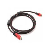 Кабель HDMI 2.0 м Merlion HDMI-HDMI v1.4, OD-7.4mm, 2 фильтра, обплетення, круглий, коннектор RED/Black (19206)