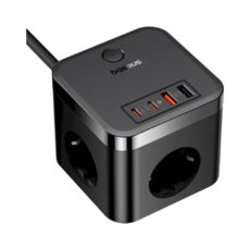    Baseus E00066400117-00 PowerCombo Cube Power Strip 3AC+2USB+2TypeC 30W 1.5m EU Cluster Black