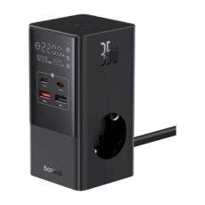    Baseus E00023606113-00 PowerCombo Tower Digital PowerStrip 3AC+2USB+2TypeC 35W with 1.5m Power Cord EU Cluster Black