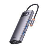 Хаб-юсб Type-C Baseus 7-х портовий (WKWG040013) Metal Gleam Series 7-in-1 Multifunctional Type-C HUB Docking Station Gray ?Type-C to HDMI*1+USB3.0*3+PD*1+VGA*1+RJ45*1?