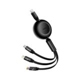 Кабель 3в1 USB Type-C - 1.1 м Baseus CAMJ010201 100W Bright Mirror 2 Series Retractable Fast Charging, Black