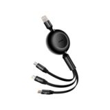 Кабель 3в1 USB 2.0 - 1.1 м Baseus CAMJ010101 66W Bright Mirror 2 Series Retractable Fast Charging, Black
