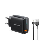 Зарядний пристрій USB 220В Grand-X QuickCharge QС3.0 (CH-550BL) +кабель USB-Lightning