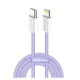 Кабель Type-C/Lightning - 1.0 м Colorway (braided cotton) (PD Fast Charging 27W) фіолетовий (CW-CBPDCL061-PU)