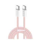 Кабель Type-C/Type-C - 1.0 м ColorWay (braided cotton) (PD Fast Charging 60W) 3.0 А, рожевий (CW-CBPDCC061-P)